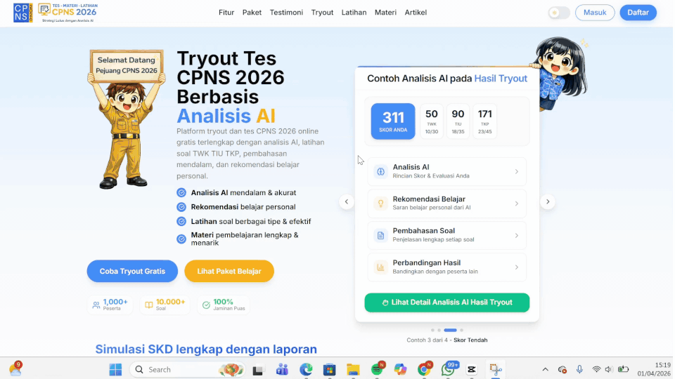 Ilustrasi langkah 1: Login dan pilih tryout